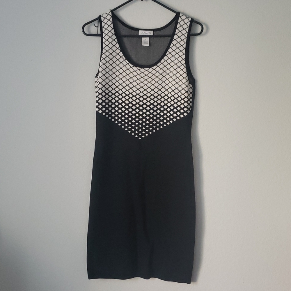 Carmen Sleeveless Black Geo Dress
